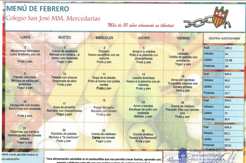 Menú Febrero